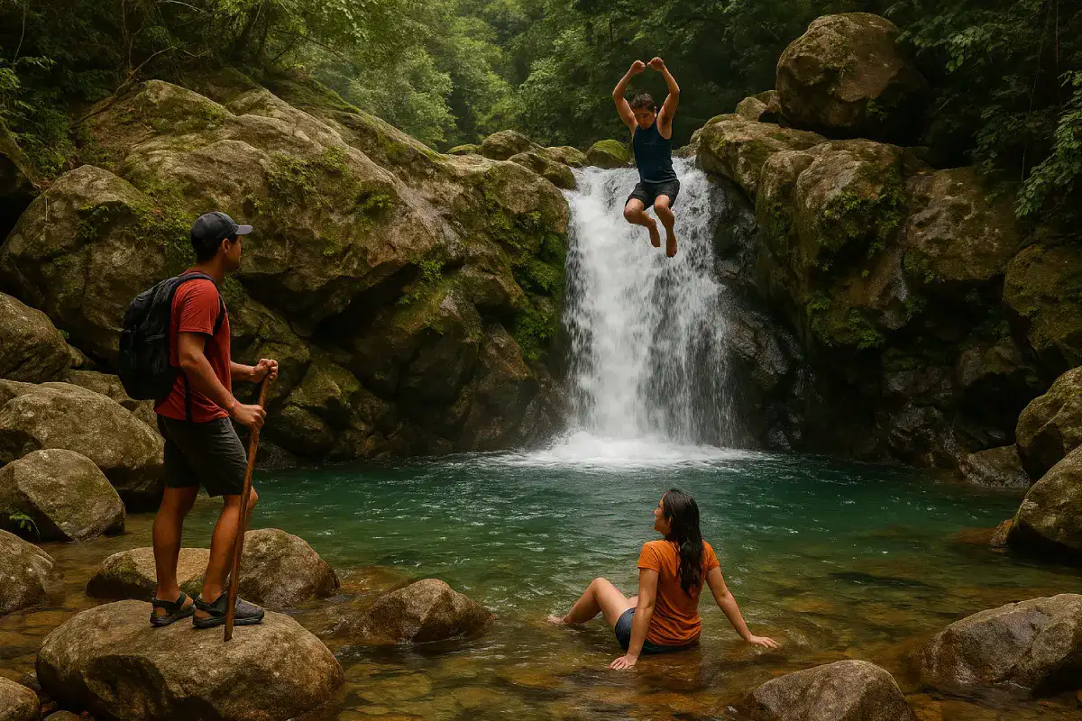 Nikmati Aktivitas Menarik di Sekitar Air Terjun Leuwi Hejo dengan suasana alam hijau, jalur trekking, dan kolam alami yang jernih.