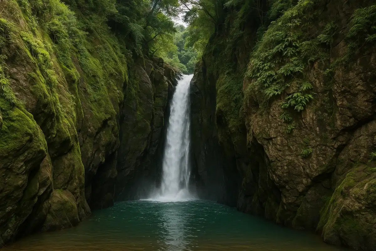 Wisata di Garut menawarkan keindahan alam seperti Curug Sanghyang Tikoro dengan air terjun yang jernih dan lingkungan hijau yang asri.