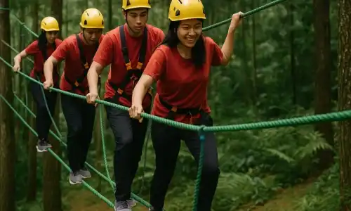Wisata outbound Bandung memberikan pengalaman luar ruangan yang mengasyikkan, memadukan tantangan fisik, kerja tim, dan keindahan alam untuk liburan yang tak terlupakan.
